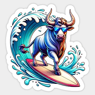 Cool Taurus Surfers gift, Unique Taurus Zodiac Sign Gift for Birthdays and Mother's Day, Father's Day gift, Taurus with sunglasses Sticker